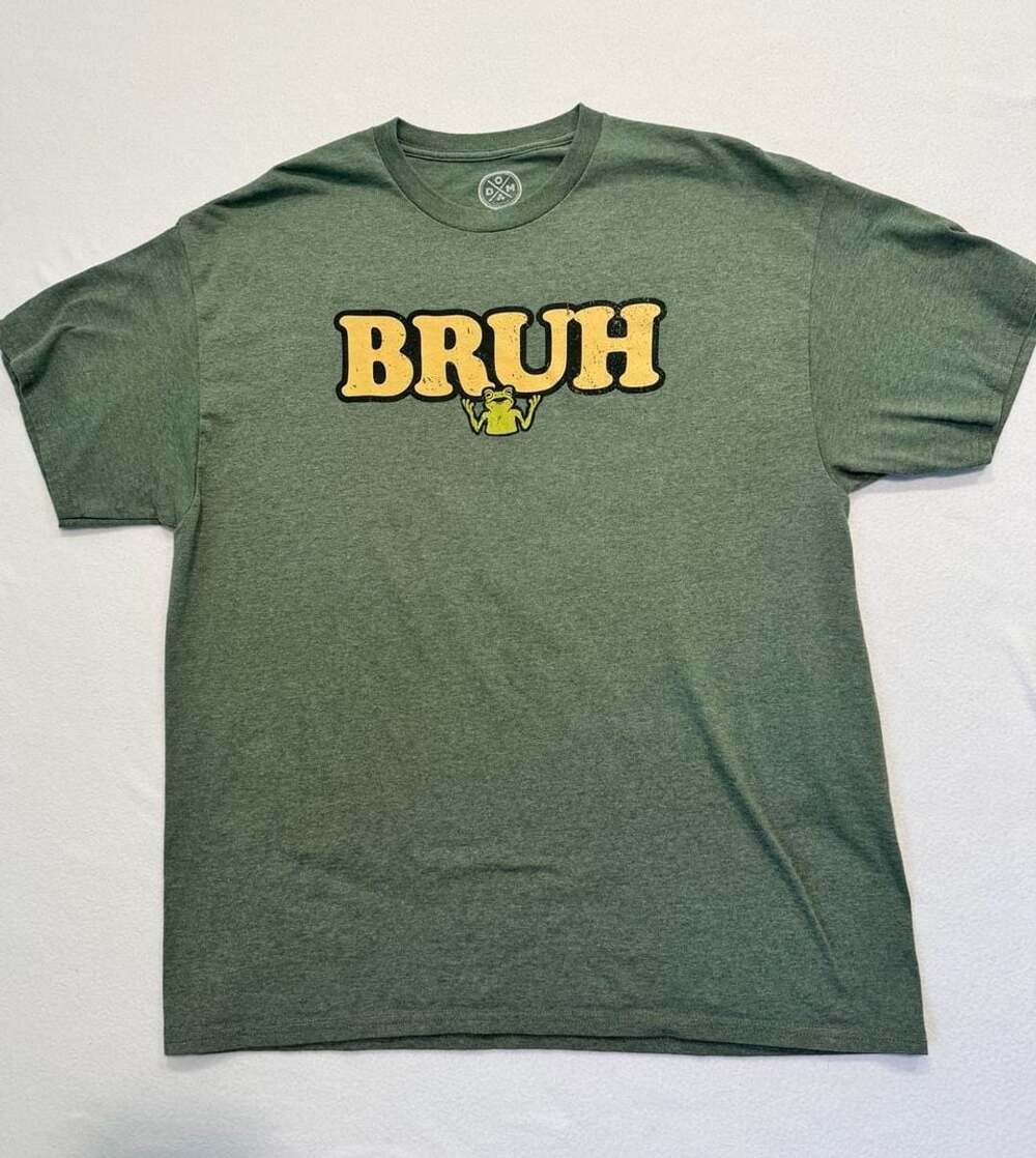 ODM BRUH Frog Graphic T Shirt Mens XL Green Funny Meme Novelty Tee